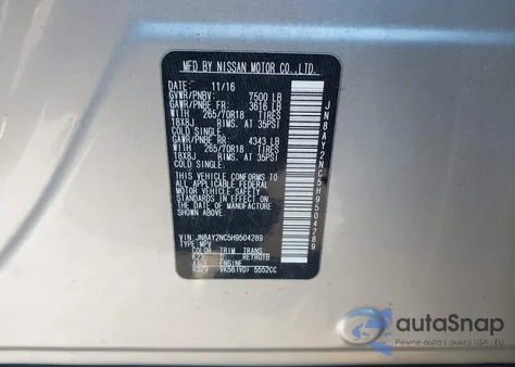 2017 Nissan Armada Sv z USA, uszkodzony, nr VIN JN8AY2NC5H9504289